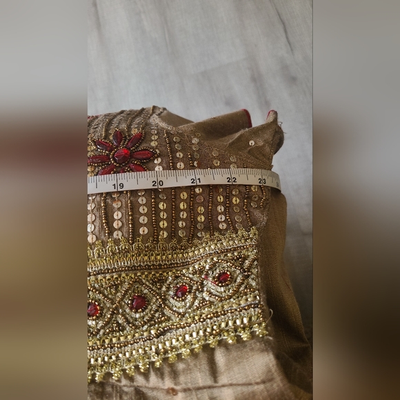 Beige /Maroon party wear 3 pc salwar kameez suit set in size xl - Picture 5 of 11